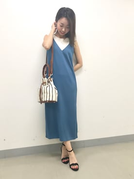 「アイテム（ワンピース、ブルー系）」を使った、mamiさん（レディース・152cm）の夏コーディネート