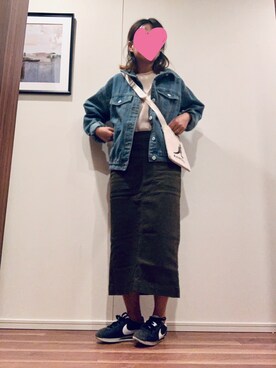 「ワッフル」｜「アイテム（デニムジャケット）」を使った、seiginomikataさん（レディース・155cm）の春コーディネート