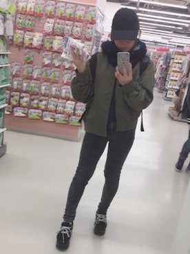 「ハイウエストパンツ」｜「アイテム（ブルゾン）」を使った、woody   미나리さん（レディース・155cm）の春コーディネート