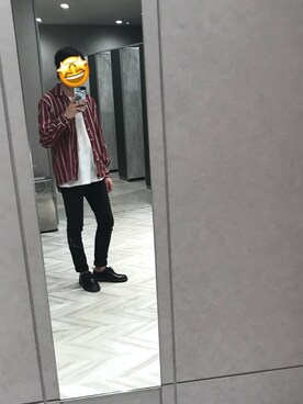 「ZIP FIVE（ジップファイブ）の長袖オープンカラーシャツ【開襟シャツ】（シャツ/ブラウス、ブラウン系）」を使った、しみさん（メンズ・178cm）の夏コーディネート