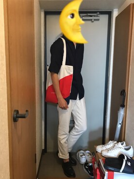 「GLOBAL WORK（グローバルワーク）のアイテム（シャツ/ブラウス、ブルー系）」を使った、しみさん（メンズ・178cm）の秋コーディネート