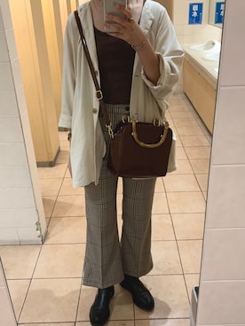 「kastane_ootd」｜「アイテム（ノーカラージャケット）」を使った、AIRIさん（レディース・170cm）の秋コーディネート