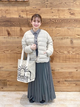 「シアタープロダクツ(THEATRE PRODUCTS)」｜「アイテム（ダウンジャケット/コート）」を使った、yukaさん（レディース・153cm）の秋コーディネート