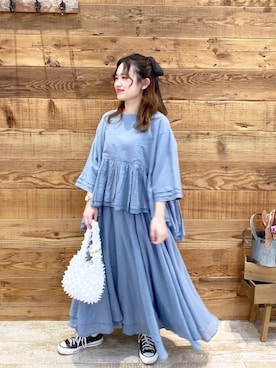 「PUAL CE CIN（ピュアルセシン）の【odds】SPIKY　BAG／バッグ（エコバッグ/サブバッグ）」を使った、yukaさん（レディース・153cm）の春コーディネート