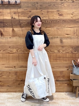 「シアタープロダクツ(THEATRE PRODUCTS)」｜「アイテム（オールインワン・サロペット）」を使った、yukaさん（レディース・153cm）の夏コーディネート