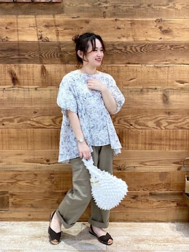 「PUAL CE CIN（ピュアルセシン）の【odds】SPIKY　BAG／バッグ（エコバッグ/サブバッグ）」を使った、yukaさん（レディース・153cm）の夏コーディネート