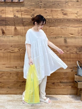「オールホワイト」｜「アイテム（チュニック）」を使った、yukaさん（レディース・153cm）の夏コーディネート