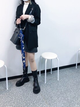 「アイテム（シュシュ、シルバー系）」を使った、유르리   ゆる〜りさん（レディース・157cm）の春コーディネート