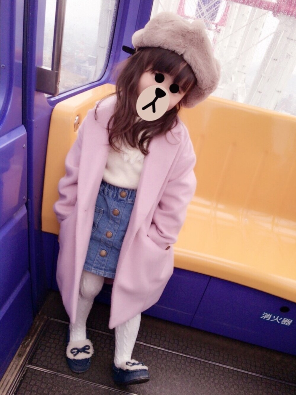 「おでかけ、大晦日、松山、愛媛、くるりん」｜「Right-on KIDSのアイテム（ハンチング/ベレー帽、ベージュ系）」を使った、Yuripoさん（キッズ・100cm）の冬コーディネートの1枚目の写真
