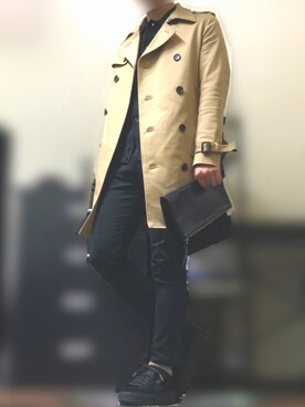 「STUDIOUS（ステュディオス）のアイテム（トレンチコート）」を使った、もーへいさん（メンズ・161cm）の春コーディネート