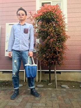 「JIB（ジブ）のアイテム（バッグ）」を使った、Jokerさん（メンズ・169cm）の春コーディネート