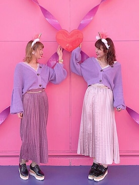 「one after another NICE CLAUP（ワンアフターアナザーナイスクラップ）のリバーシブルプリーツスカート（スカート）」を使った、ayame💄💕さん（レディース・163cm）の春コーディネート