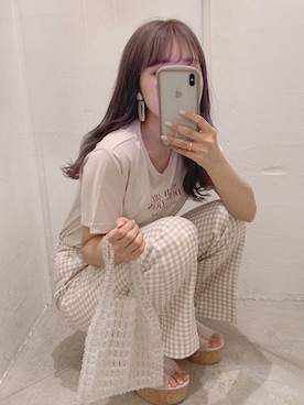 「ビーズバッグ」｜「アイテム（スラックス）」を使った、ayame💄💕さん（レディース・163cm）の夏コーディネート
