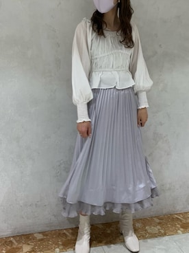 「one after another NICE CLAUP（ワンアフターアナザーナイスクラップ）のリバーシブルプリーツスカート（スカート）」を使った、ayame💄💕さん（レディース・163cm）の冬コーディネート