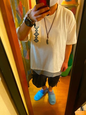 「チャイハネ（チャイハネ）のアイテム（Tシャツ/カットソー）」を使った、wear69さん（メンズ・167cm）の夏コーディネート