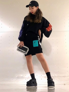 「DIESEL（ディーゼル）のアイテム（スカート）」を使った、Yさん（レディース・164cm）の夏コーディネート