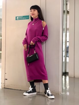 「ロング丈」｜「アイテム（財布/小物）」を使った、Yさん（レディース・164cm）の秋コーディネート