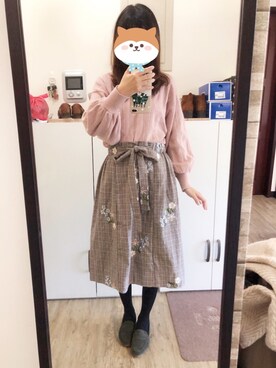 「アイテム（ローファー、グリーン系）」を使った、momoさん（レディース・156cm）の冬コーディネート