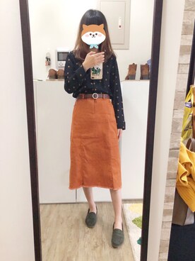 「アイテム（ローファー、グリーン系）」を使った、momoさん（レディース・156cm）の春コーディネート