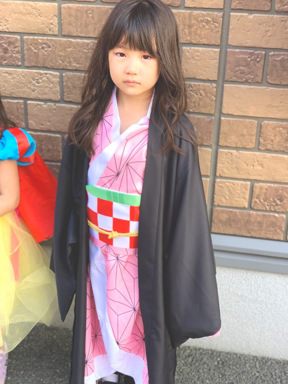 「鬼滅の刃、禰豆子、ハロウィン、wearhalloween2020、6歳女の子、巻き髪」｜「禰豆子のアイテム（トップス、ブラック系）」を使った、yunaさん（レディース・110cm）の秋コーディネートの1枚目の写真