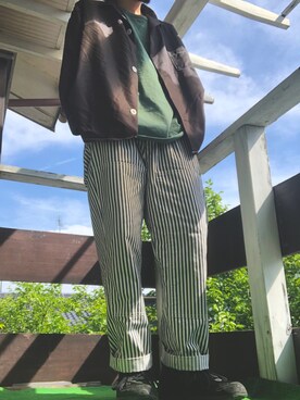 「niko and...（ニコアンド）のアイテム（パンツ、ホワイト系）」を使った、ユウスケイケダさん（メンズ・170cm）の春コーディネート