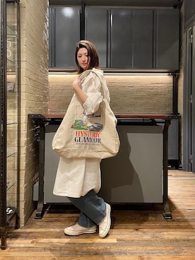 「長袖シャツ」｜「アイテム（その他アウター）」を使った、girikoさん（レディース・165cm）の春コーディネート
