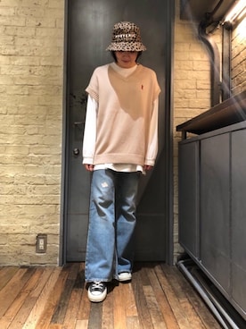 「ﾋﾞｯｸﾞｼﾙｴｯﾄ」｜「アイテム（帽子）」を使った、girikoさん（レディース・165cm）の夏コーディネート
