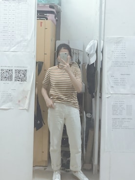 「H&M（エイチ・アンド・エム）のアイテム（トップス、ベージュ系）」を使った、Tianloorさん（レディース）の春コーディネート