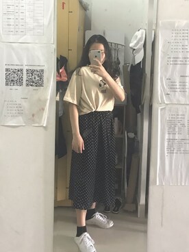 「MILK（ミルク）のアイテム（スカート、ブラック系）」を使った、Tianloorさん（レディース）の春コーディネート