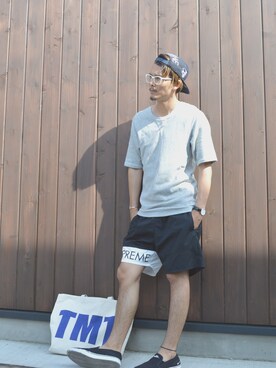 「TMT（ティーエムティー）のアイテム（バッグ）」を使った、HIROKIさん（メンズ・178cm）の春コーディネート