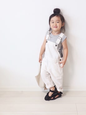 「アイテム（サロペット/オーバーオール）」を使った、＊sara＊さん（キッズ・90cm）の夏コーディネート