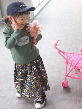 「花柄スカート」｜＊sara＊さん（キッズ・90cm）の秋コーディネート