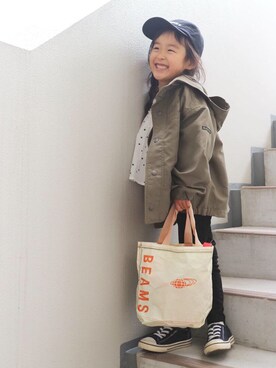 「5歳」｜「アイテム（ミリタリージャケット）」を使った、＊sara＊さん（キッズ・100cm）の春コーディネート