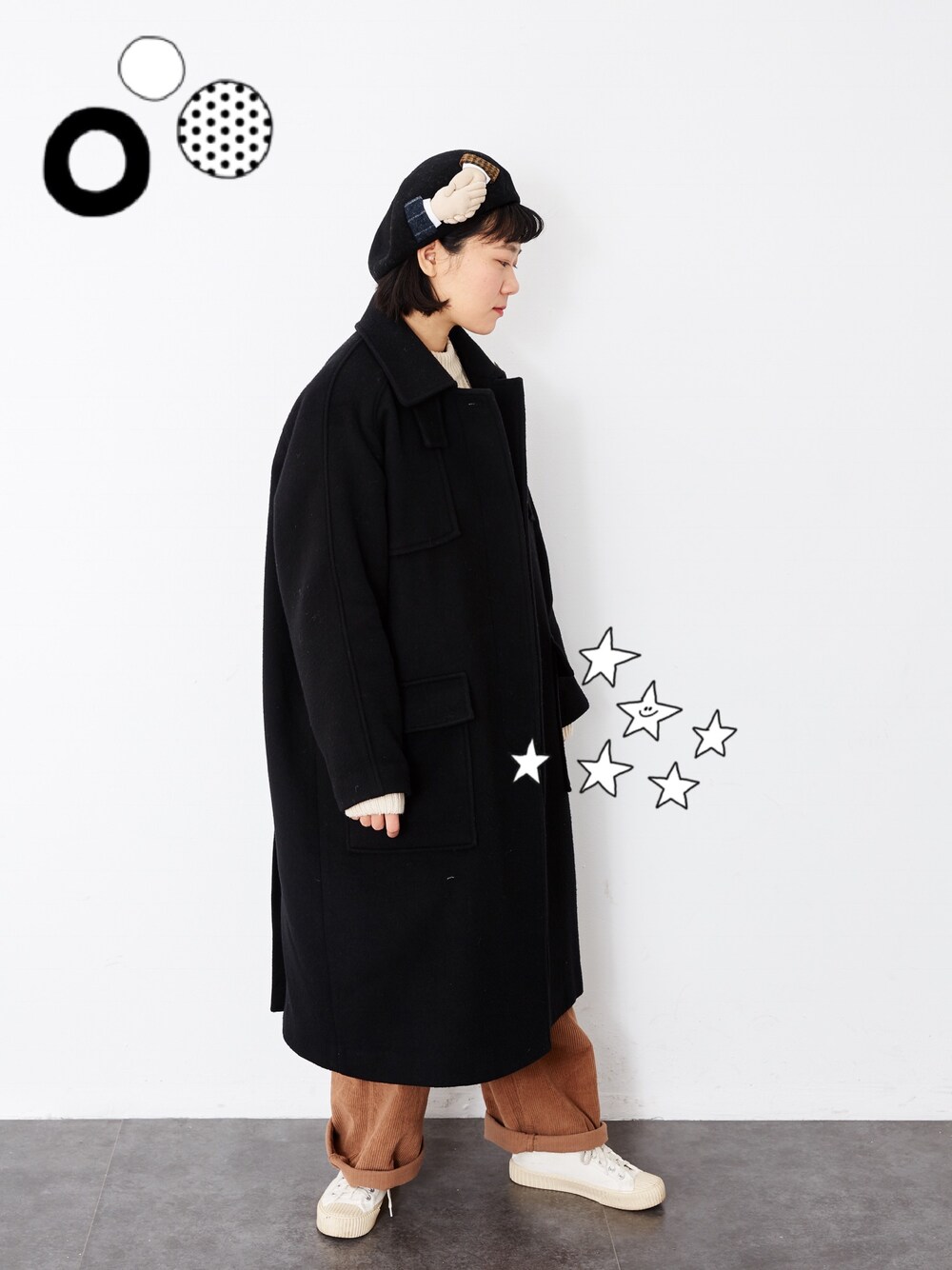 「tomboy」｜「TOMBOYのアイテム（ダッフルコート、ブラック系）」を使った、RAYSUISUIさん（レディース・163cm）の冬コーディネートの1枚目の写真