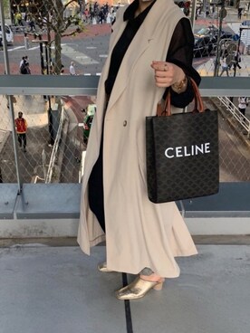 「アイテム（サンダル、ゴールド系）」を使った、mako☺︎さん（レディース・154cm）の春コーディネート