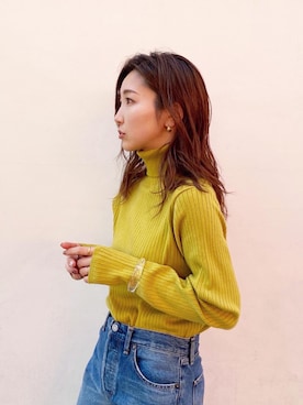 「Ungrid（アングリッド）のウォッシャブルタートルニット（ニット/セーター）」を使った、長谷千沙さん（レディース・159cm）の秋コーディネート