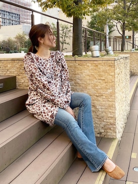 「ボタニカル」｜「アイテム（ワンピース）」を使った、長谷千沙さん（レディース・159cm）の冬コーディネート