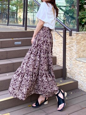 「Ungrid（アングリッド）のジュートヒールサンダル（サンダル）」を使った、長谷千沙さん（レディース・159cm）の春コーディネート