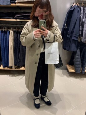 「SVEC（シュベック）のカンフーシューズ kung fu Shoes / ストラップパンプス（バレエシューズ）」を使った、YURIさん（レディース・154cm）の冬コーディネート