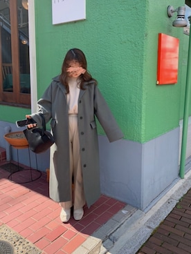 「DHOLIC（ディーホリック）のラグランスリーブボクシーロングコート（ダウンジャケット/コート）」を使った、YURIさん（レディース・154cm）の冬コーディネート