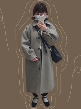 「しまむら（シマムラ）のアイテム（ステンカラーコート）」を使った、YURIさん（レディース・154cm）の冬コーディネート