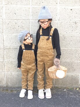 「GLOBAL WORK（グローバルワーク）のアイテム（オールインワン・サロペット）」を使った、toumaoさん（キッズ・110cm）の冬コーディネート