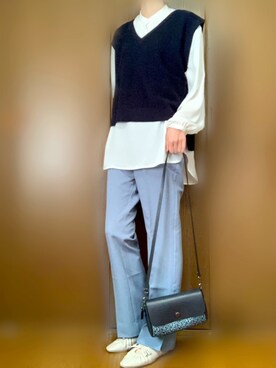 「アイテム（パンプス、グレー系）」を使った、ちぃ*さん（レディース・167cm）の春コーディネート