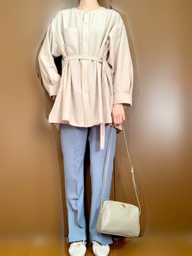 「アイテム（パンプス、グレー系）」を使った、ちぃ*さん（レディース・167cm）の春コーディネート