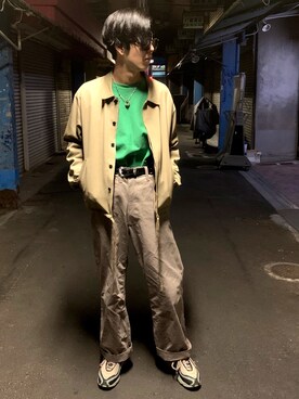 「URU（ウル）のアイテム（その他アウター）」を使った、yuuさん（メンズ・178cm）の冬コーディネート