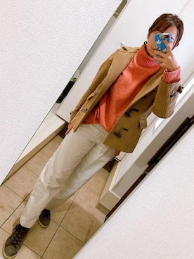 「無印良品（ムジルシリョウヒン）のアイテム（その他パンツ、ホワイト系）」を使った、maiさん（レディース・150cm）の冬コーディネート