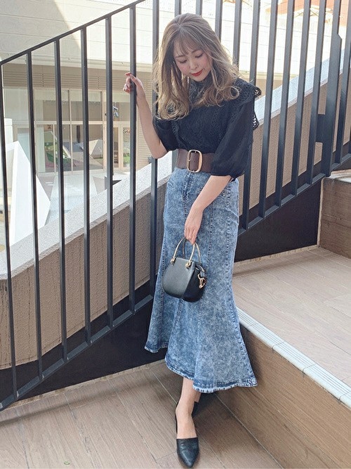 CECIL McBEE（セシルマクビー）の「5分袖レースブラウストップス 