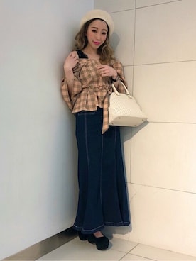「CECIL McBEE（セシルマクビー）のアイテム（ハンチング/ベレー帽）」を使った、cecilmcbee_staffさん（レディース・152cm）の春コーディネート