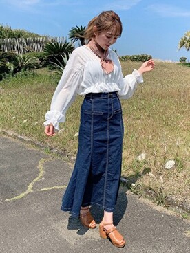 「CECIL McBEE（セシルマクビー）のアイテム（スカート）」を使った、cecilmcbee_staffさん（レディース・156cm）の春コーディネート