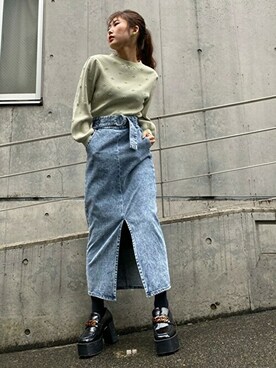 「CECIL McBEE（セシルマクビー）のアイテム（スカート）」を使った、cecilmcbee_staffさん（レディース・155cm）の春コーディネート